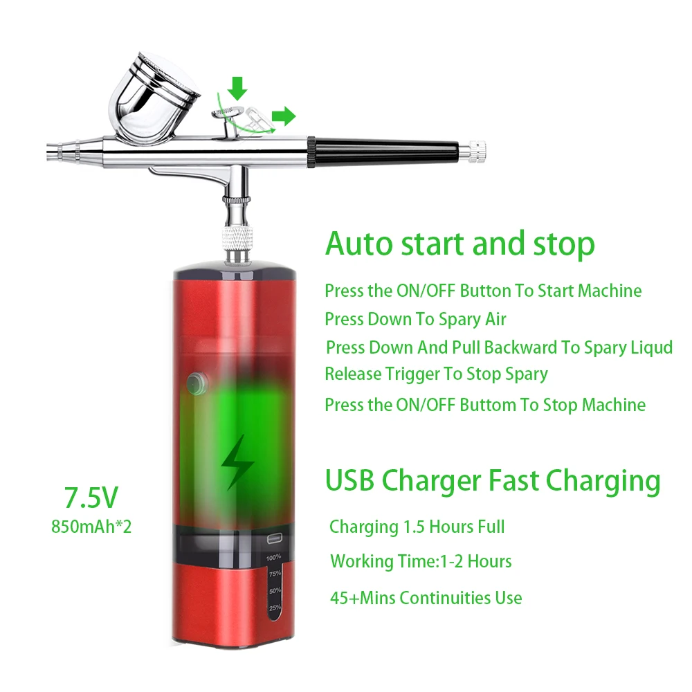 المهنية اللاسلكي البخاخة مجموعة ضواغط الجيب الصغيرة مع خرطوم سوبر هادئة عرض الطاقة الضباب ضباب البخاخ أداة تعمل بالهواء المضغوط #5