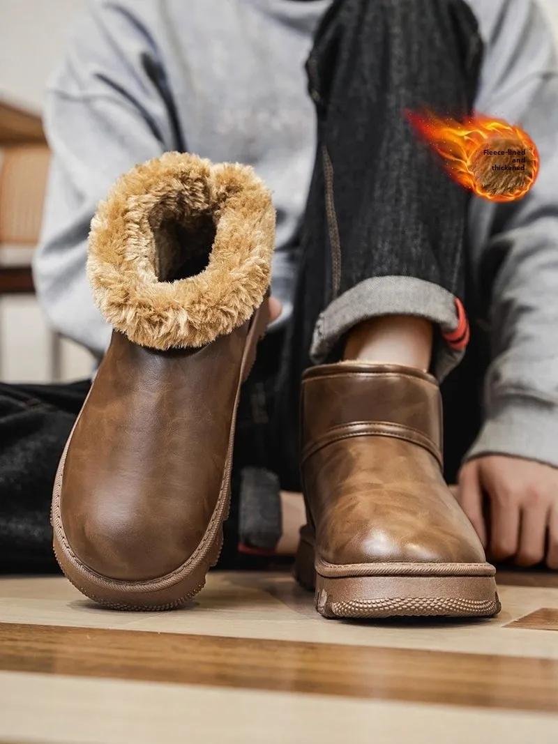 men's-winter-snow-boots-fleece-lined-warm-bread-style-non-slip-waterproof-integrated-leather-and-fur-for-below-40-degrees