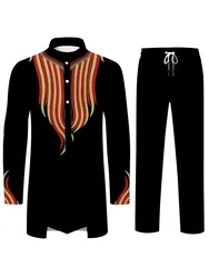 2025 Middle East Fashion Men's Suit Gorgeous 3D Printed Patterns Islamic Clothing Muslim Two Piece Suit Daily-Party Wear