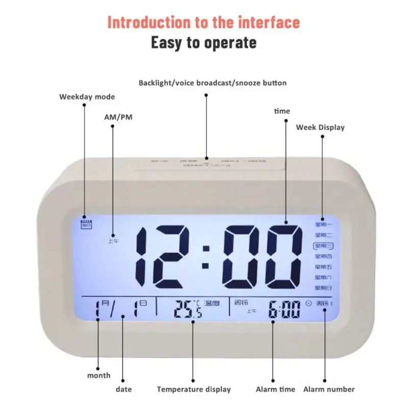 Xiaomi Youpin Smart Clock Digital Mini LED Electronic Alarm Desktop Table Calendar Temperature Display Home Office Silent NEW