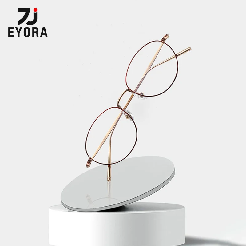 

EYORA Minimalist Versatile Oval Titan Frame Reading Glasses Anti Blue Light Myopia Eyewear Photochromic Prescription Eyeglasses