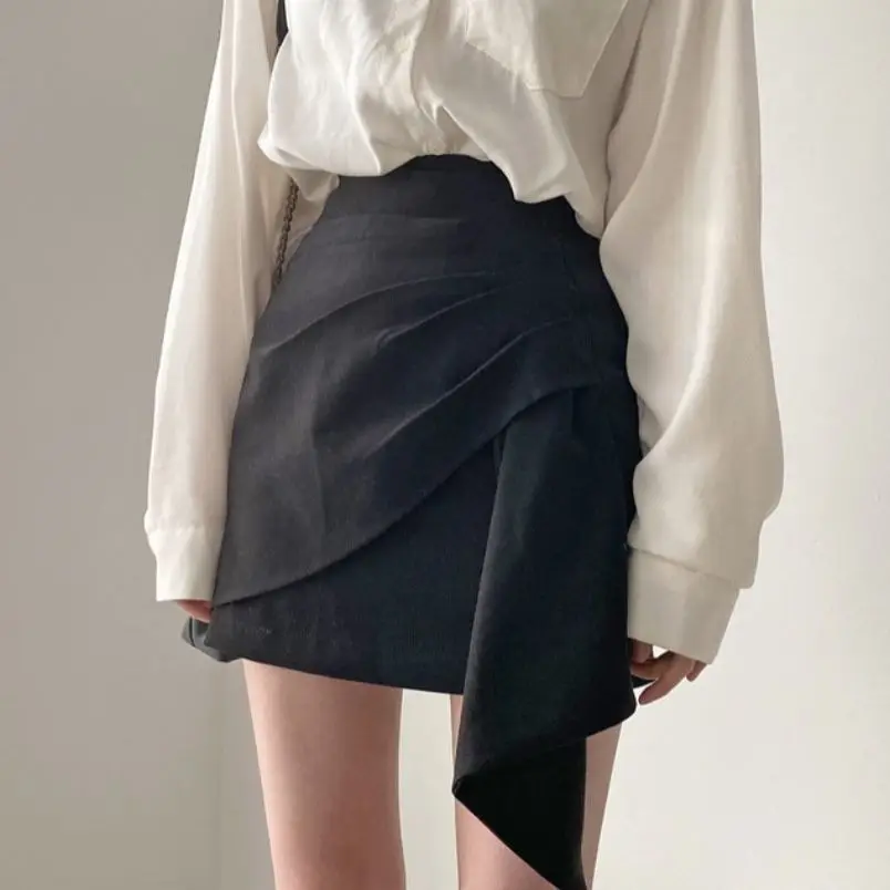 Women Sets Long Sleeve Solid Shirts Irregular Mini Skirts Females Two Piece  OL Slim Sexy Korean Style Chic Stylish Slender