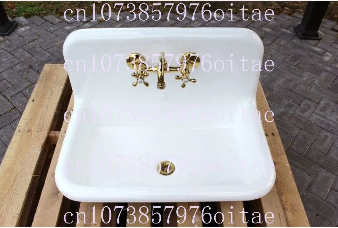 Cast Iron Enamel Wall-mounted Wash Basin - Vintage Style, Large Size
