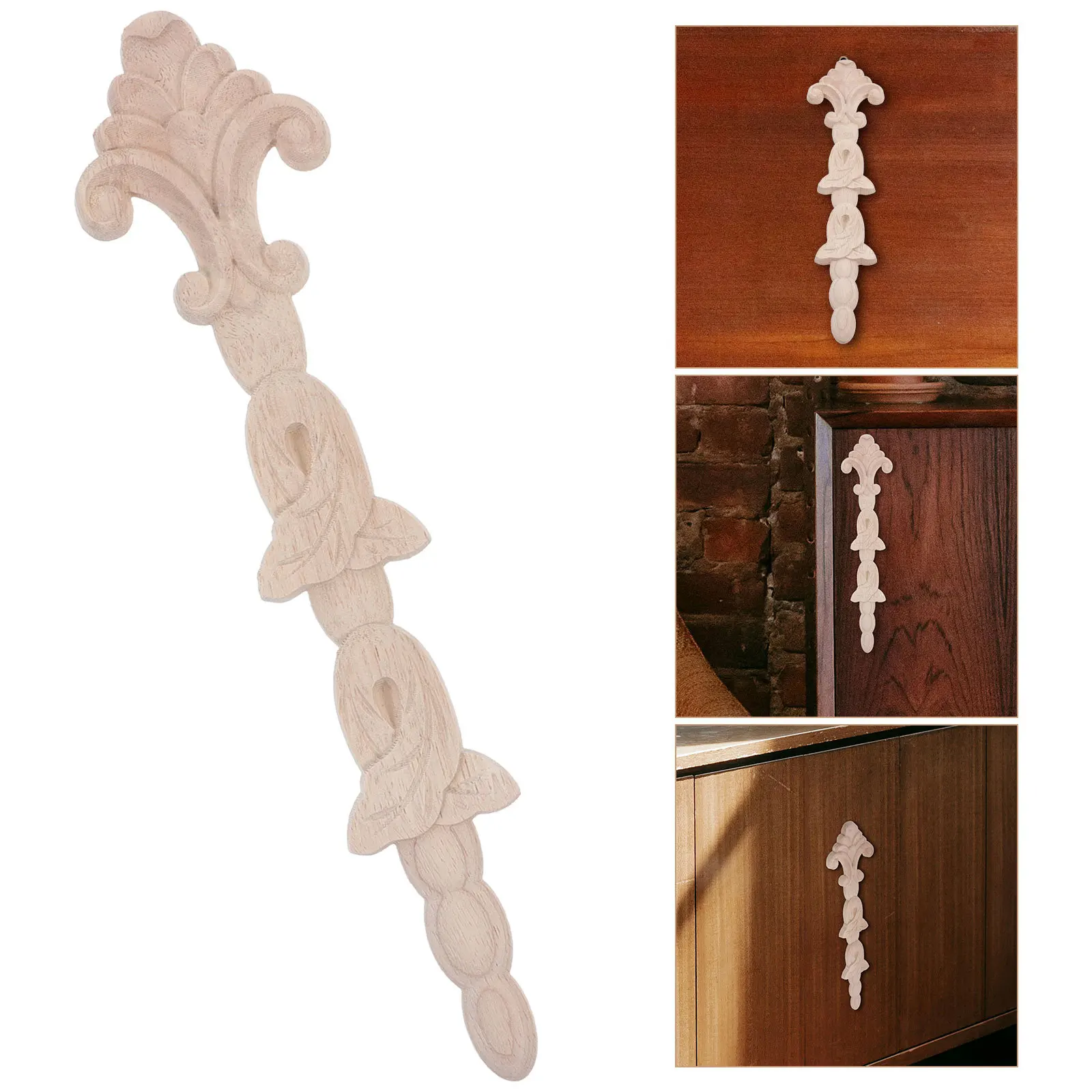 

Wooden Applique Uncolored Carved Onlay For Furniture Decorative Trim Diy Home Interior Craft Woodcarving Handicraft
