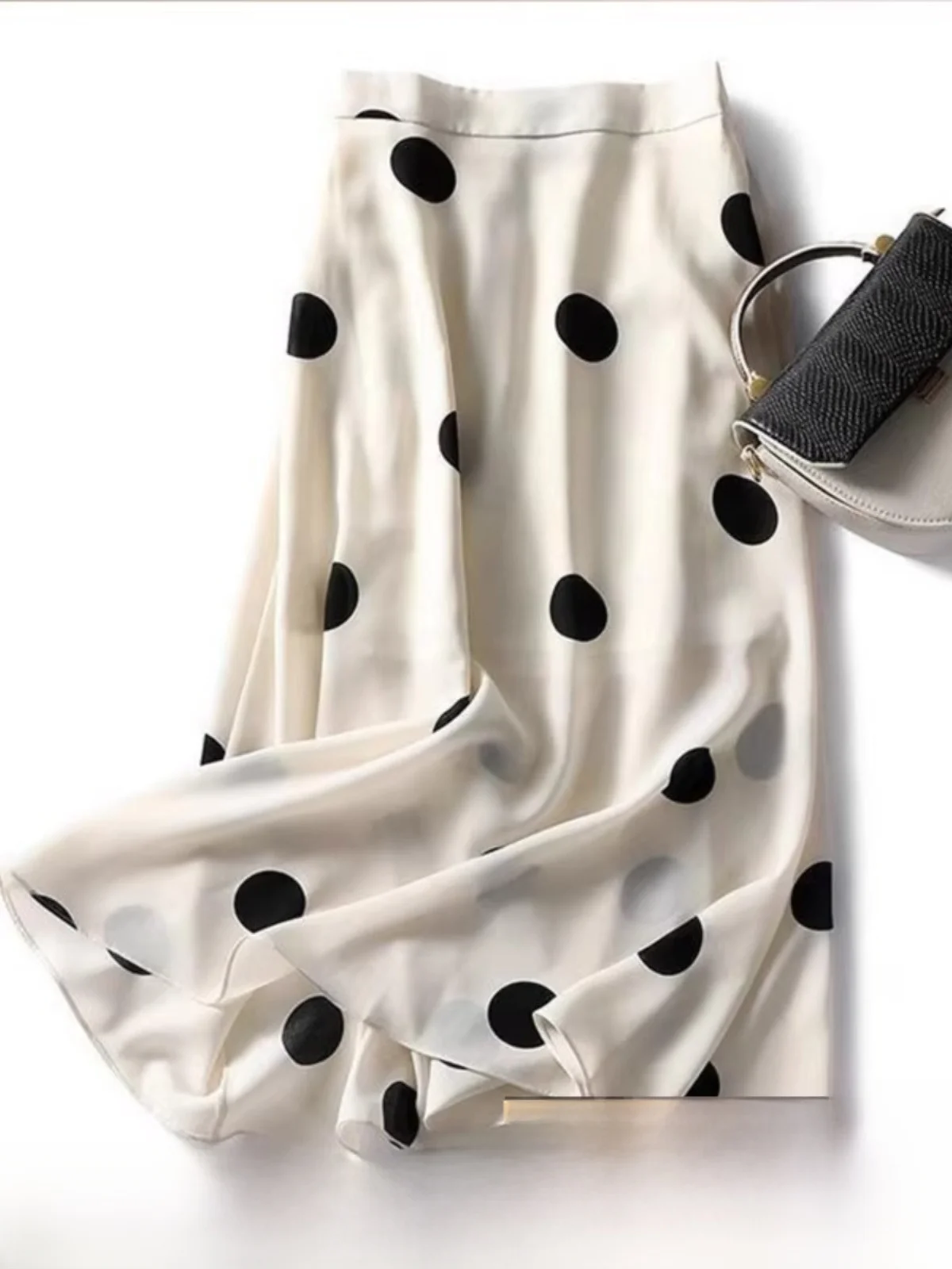

Summer Polka Dot Chiffon Semi-Body Skirts Women's Fashion Spring Autumn New High Waist Slim A-Line Midi Skirts