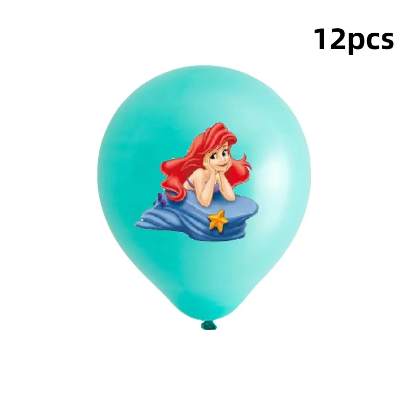 12 pieces/set mermaid themed latex balloon set for girls' birthday scene decoration Disney party decoration supplies