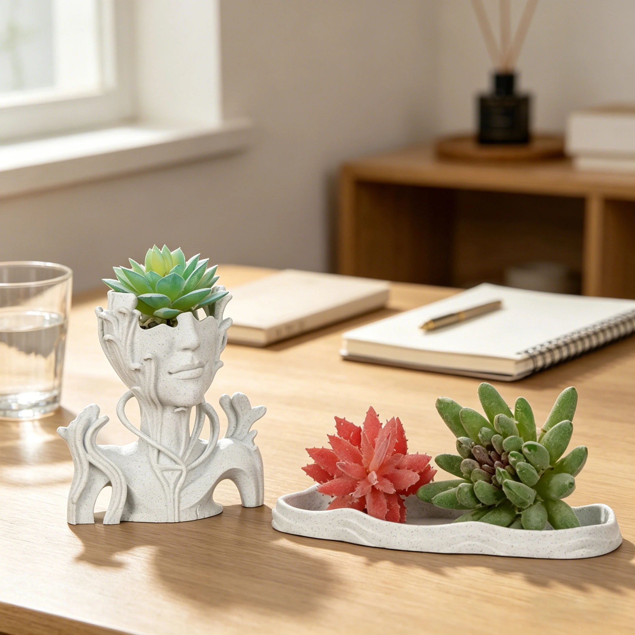 

Cross-Border Abstract Human Face Art Succulent Planter For Desktop Green Plant Growing And Home Decoration Scenario