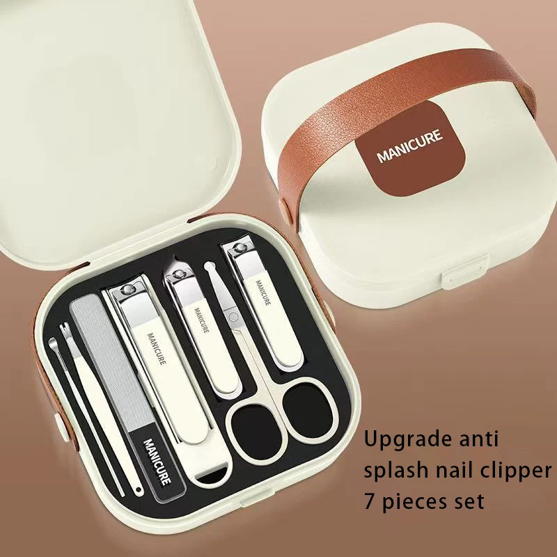 Juego de manicura portátil cortaúñas, kit de herramientas de viaje, cortadores de uñas con caja, caja de regalo de acero inoxidable para amigos o familiares