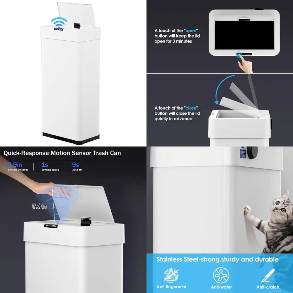 

Motion Sensor Trash Can, 13.2 Gallon Touchless Automatic Garbage Can, Brushed Stainless Steel Smart Bin with Bag Holder, So Easy