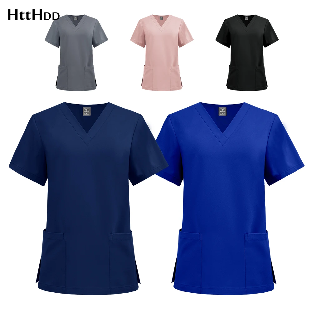 T-Shirt d'hôpital décontracté à manches courtes, vêtements de travail pour médecins et animaux de compagnie, gommages médicaux, uniformes de soins infirmiers, pharmacie chirurgicale, vêtements pour femmes et hommes