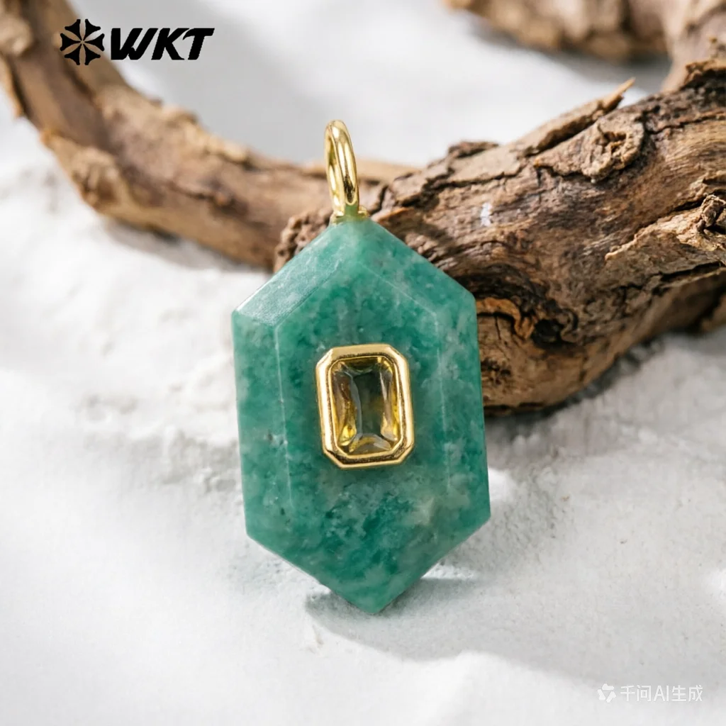 

WT-P2083 New Arrival Zircon And Labradorite Various Natural Gemstones Geometric Shape Pendants For Handmade Earrings DIY