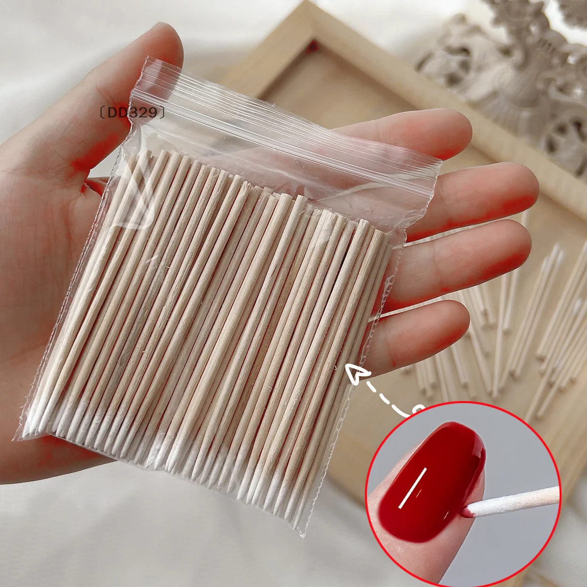 

〔DD329〕100 Pcs Disposable Nail Spill Prevention Glue Wood Cotton Buds Sticks Multifunctional Cleaning Tools