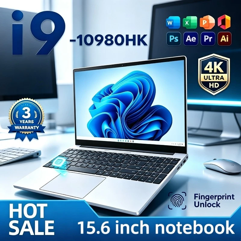 Intel Core i9 10980HK 15.6 Inch Pro Laptop 8C 16T 2.4 5.3GHz 16MB 45W 32GB DDR4 2TB M.2 SSD Gaming Notebook Office Pro Max HD