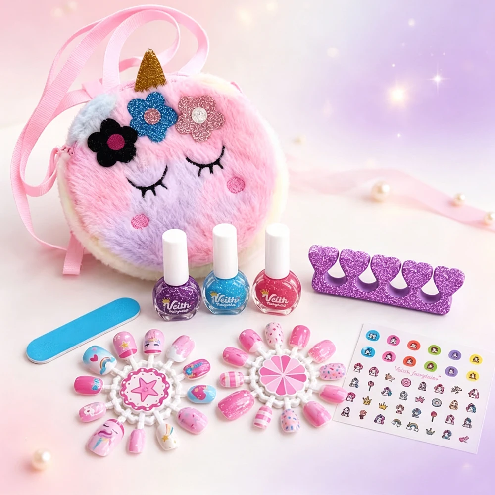 Unicorn Nail Art Kit DIY Nail Decoration Tools Portable Nail Storage Bag Party Gift Holiday Gift Creative Nail  Decoration