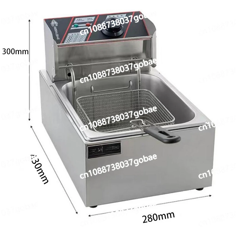 Image 4: Friteuse commerciale de grande capacité, friteuse électrique de stand de collation à température contrôlée à double cylindre en acier inoxydable