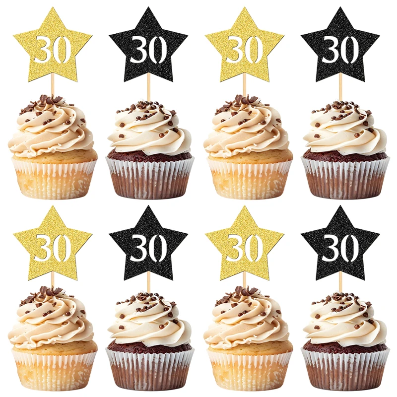 YOMDID 24 Stück 50th/40th/30th Kuchendeckel, Stern-Design, Cupcake-Topper, Picks für Geburtstage, Hochzeiten, Jubiläen, Kuchendekoration – Detail 6