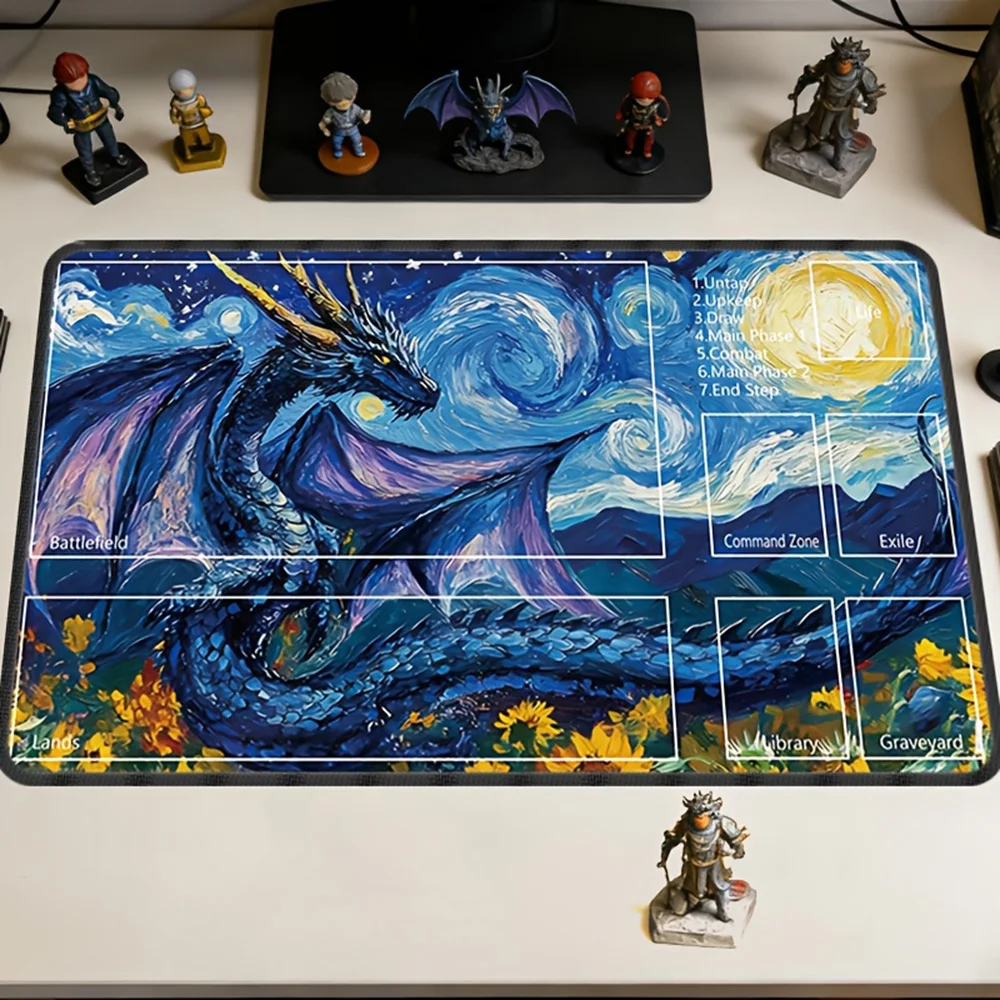 1Pcs Starry Night Dragon Mouse Pad Extended Gaming Mouse Mat Non-Slip Rubber Base for Office Gamers Desktop Computer