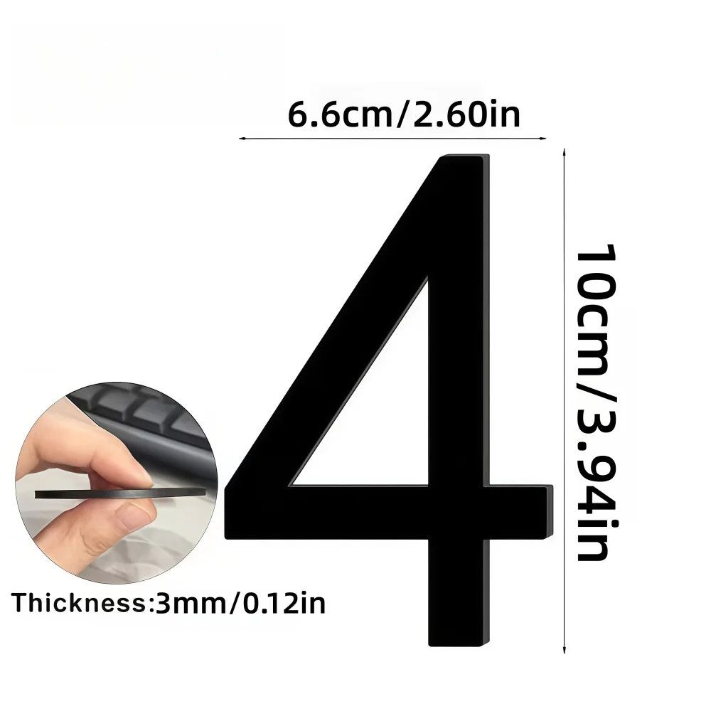 1pc 10X6.6cm Black Number House Number And Mailbox Address Combination Acrylic NumberLarge Sticker Self-Adhesive Number Stickers