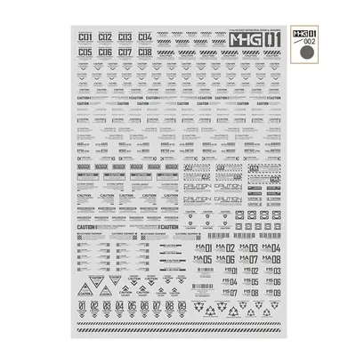 Hobby Mio MHG01 Model Kit Decal Sheet Universal Caution Warning Labels 1/144 1/100 Fluorescent Water Slide Sticker for DIY Model