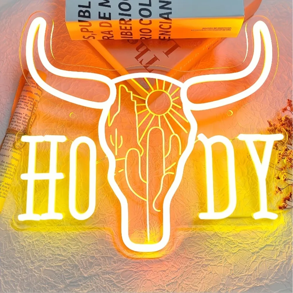 Cow Neon Signs, Bull Skull, Wall Light Cow Skull Wall Art for Rooms/Club/Home/Bar/Party/Man Cave, Gifts for Housewarming/Wedding