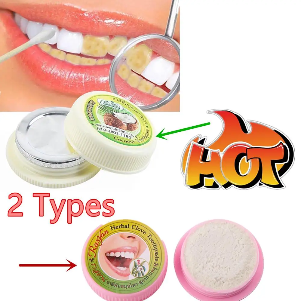 

10g/25g Natural Herbal Clove Thailand Toothpaste Tooth Whitening Powder Remove Stain Allergic White Tooth Paste