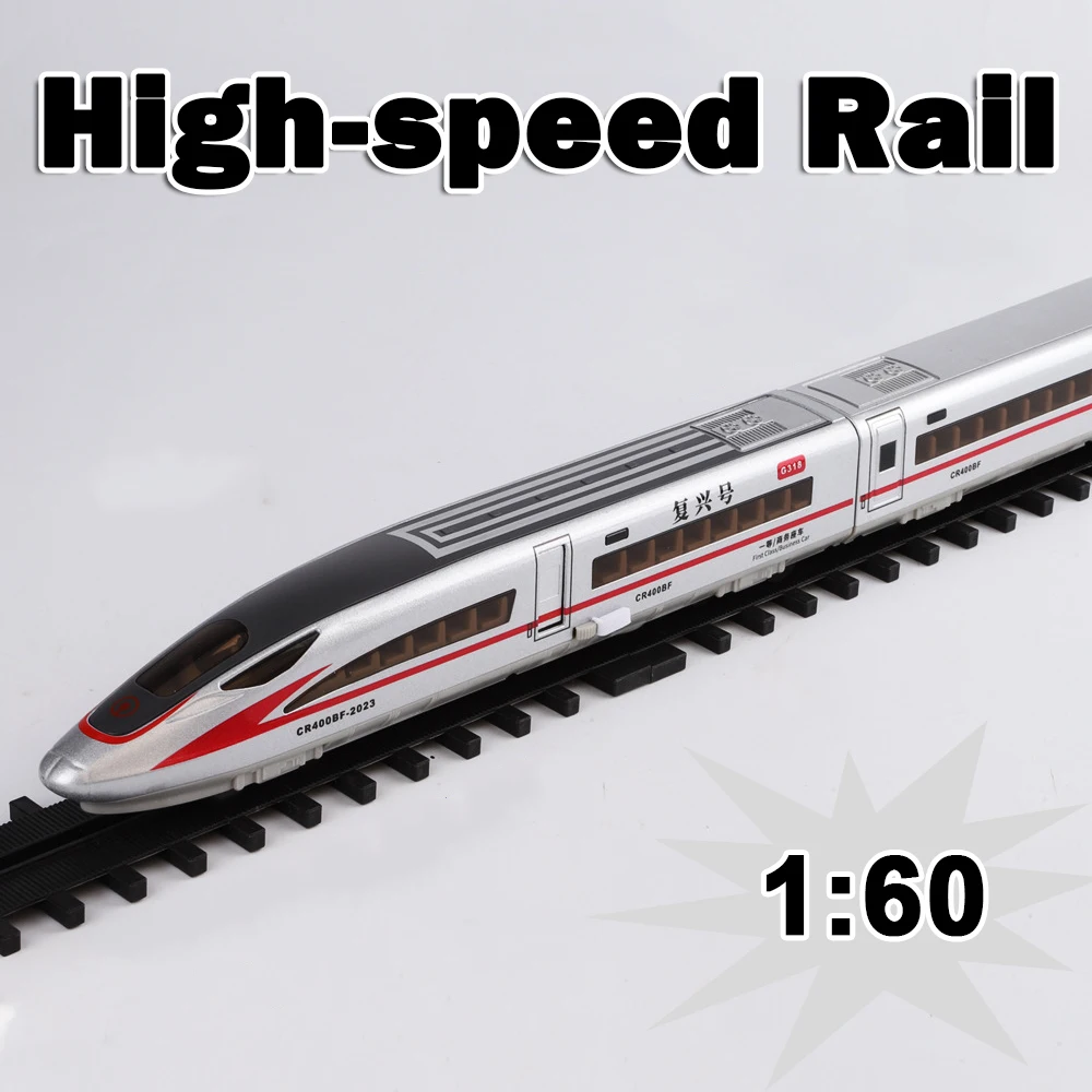 1:60 Scale High-speed Rail Model Miniature Toys Alloy Diecast Rail Cars Sound Light Doors Opened Toy Train Models for Kids Gifts