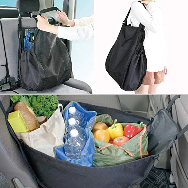 High Capacity Multifunction Car Rear Storage Bag Shopping Basket Car Interior Finish Container