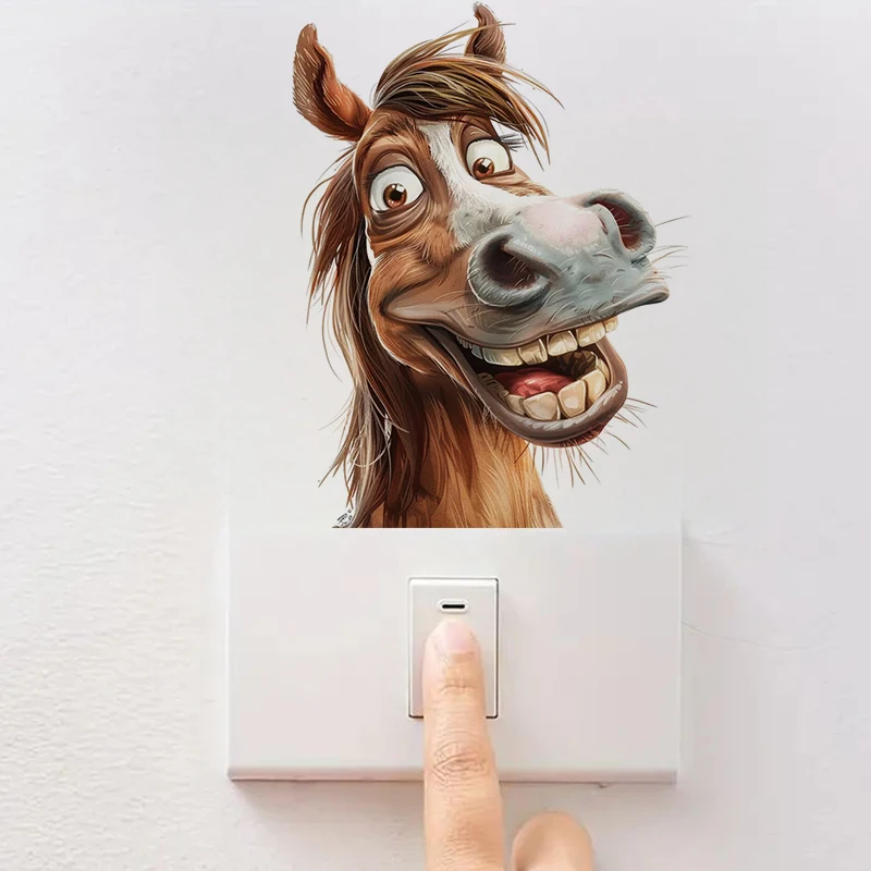 Fun Donkey Horse Cartoon Sticker, Water-proof Home Wall Decal, Used for Wall, Bathroom, Cabinet, Door,Toilet, Car, Laptop