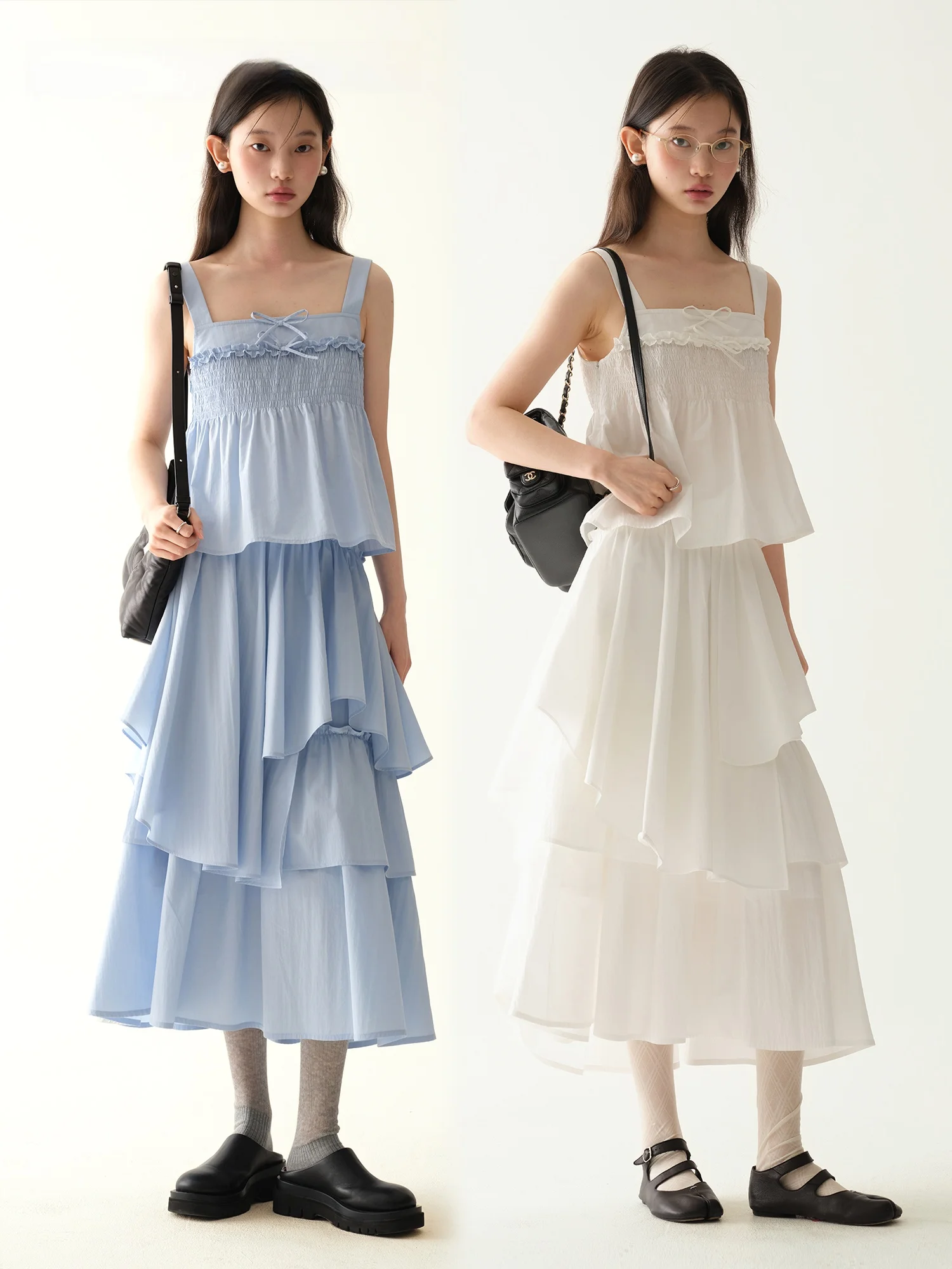 

Babymoon Knot New Style Strap Top Asymmetrical Layered Long Cake Skirt Women Summer Half-length Skirts Boutique