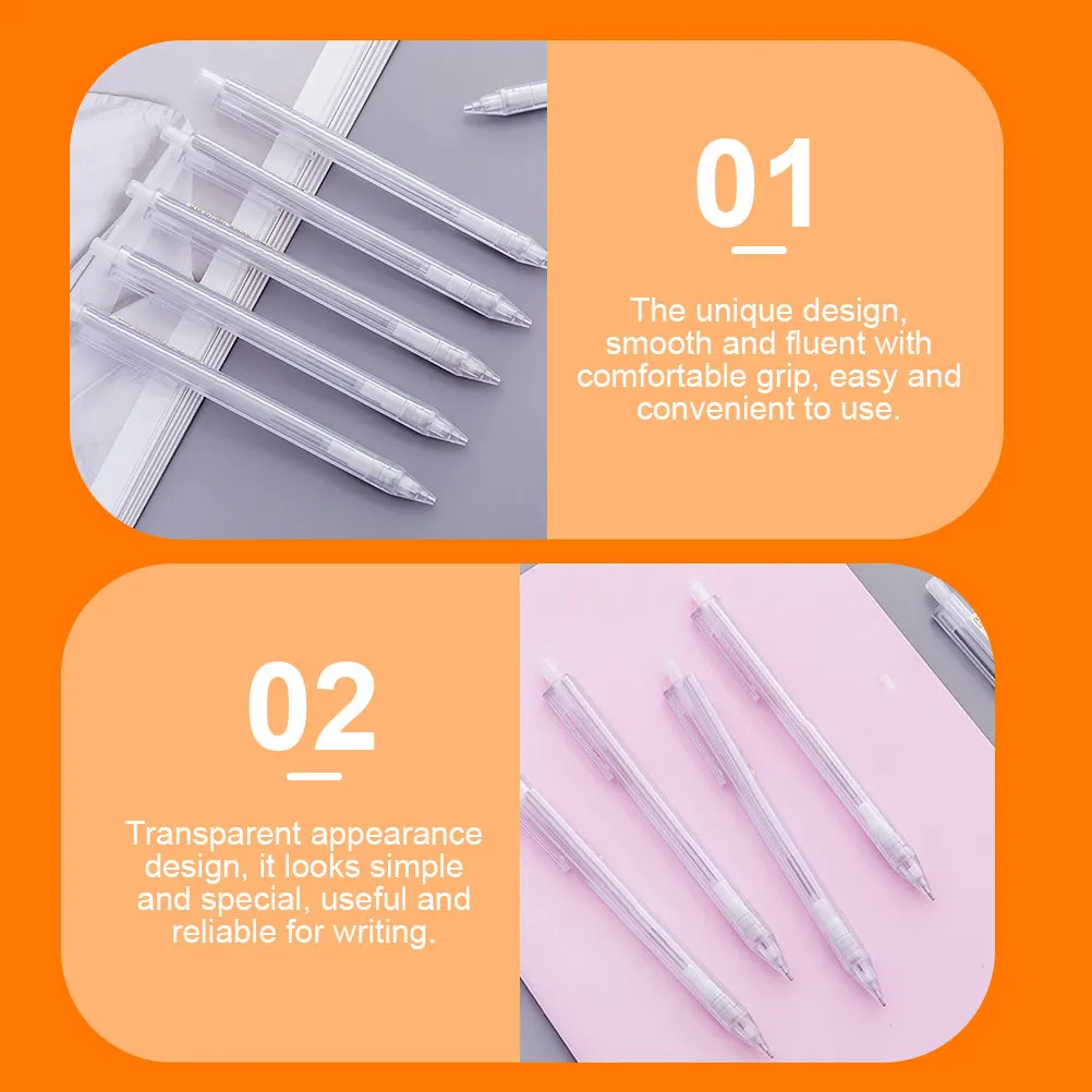 50Pcs Automatic Mechanical Pencil 0.5mm Transparent Design Easy Use School Student Drawing Office Writing Sketch