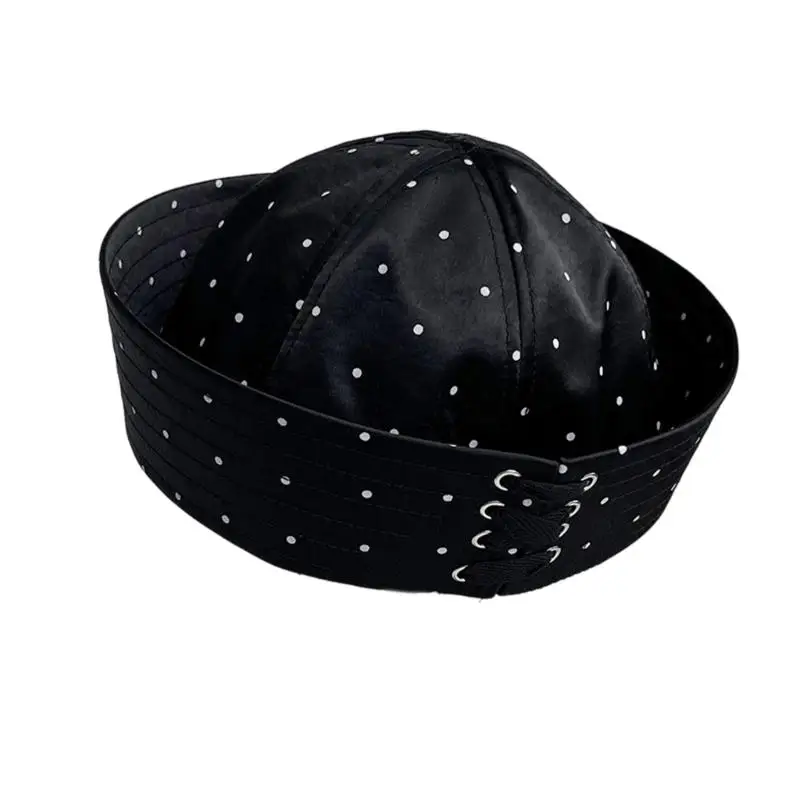 39BD Fashion Cap with Wide Stitched Band, Rear Adjustment, Panel-Seamed, Satined Octagonal Hat for Women Styling