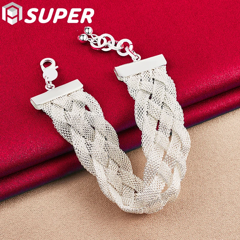 

925 Sterling Silver Crossover Network Chain For Man Woman Wedding Engagement Fashion Charm Party Jewelry