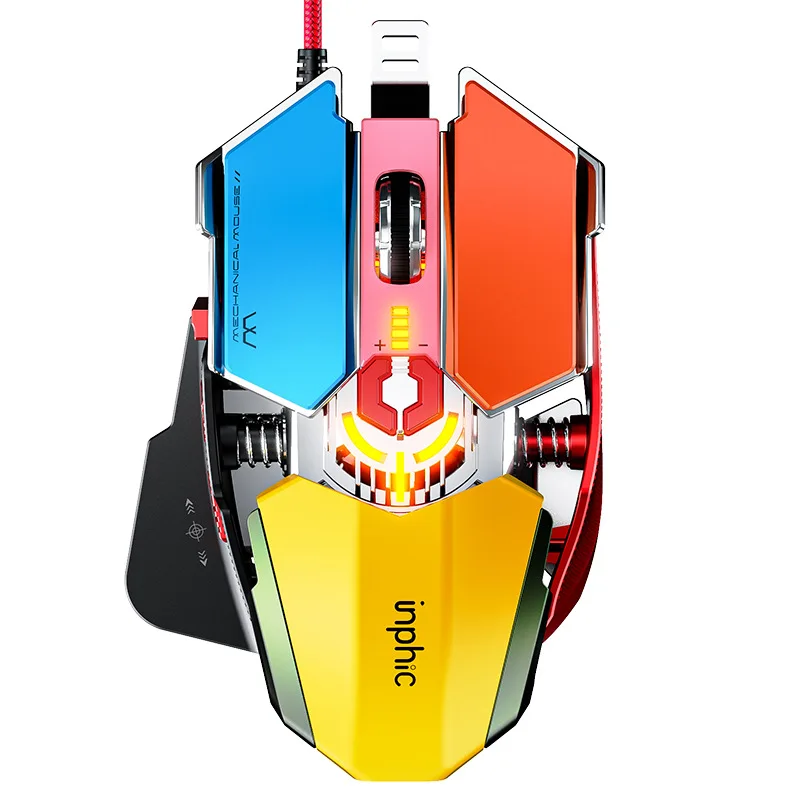 Imagem -05 - Metal Wired Mechanical Gaming Mouse Wired Rgb Brilhante Escritório Desktop Laptop Laptop Rgb Esports Jogo Hardware Wired Pg6