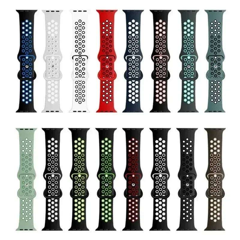 Strap For Apple Watch Band 49mm 44mm 45mm 42mm 41mm 38mm 40mm correa Silicone sports bracelet iwatch 8 SE 7 6 5 Ultra 49mm