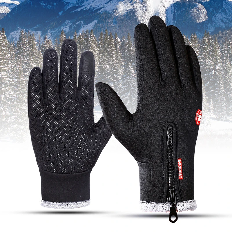 Guantes de invierno para hombre con pantalla táctil, cálidos, resistentes al viento, acolchados, de algodón grueso, para ciclismo al aire libre, motocicleta, hogar