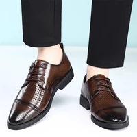 Chaussures Derby en cuir respirantes pour hommes, style estival, ajourées, à enfiler, confortables, antidérapantes, à semelle souple - SJ2501-1 4