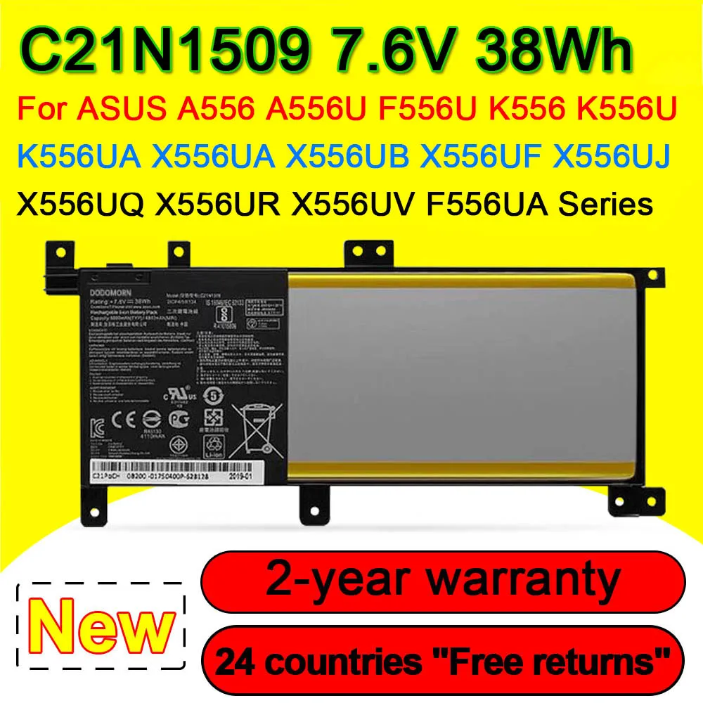 For ASUS X556UA X556UB X556UF X556UJ X556UQ X556UR X556UV F556 F556U A556U K556U K556UF C21N1509 Laptop Battery 38Wh 7.6V