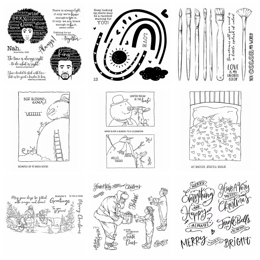 

Black Is Beautiful Clear Stamp Build A Rainbow Transparent Silicone Stamps for Card Making DIY Scrapbooking Embossing Stencils