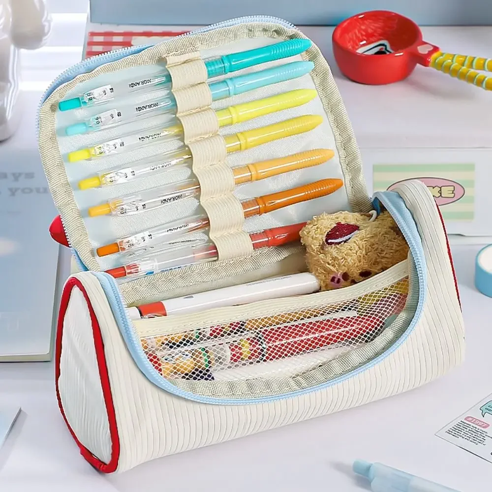 กระเป๋าใส่ปากกาสีโดปามีนอเนกประสงค์แบบพกพาความจุขนาดใหญ่กระเป๋าใส่อุปกรณ์เครื่องเขียนกล่องดินสอกลับไปที่โรงเรียน