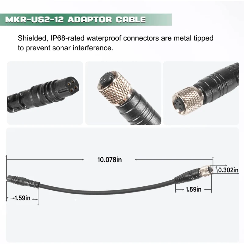 MKR-US2-12 Adaptor Cable - Universal Sonar 2 4-Pin Transducer Adapter Cable 1852072 - for Garmin Echo, echoMAP, Striker Series