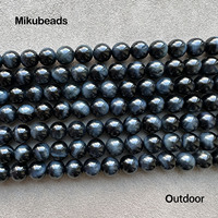 Wholesale Natural Blue Tiger Eye 6mm 8mm 10mm Smooth Round Loose Beads For Making Jewelry Bracelet Necklace DIY 15\