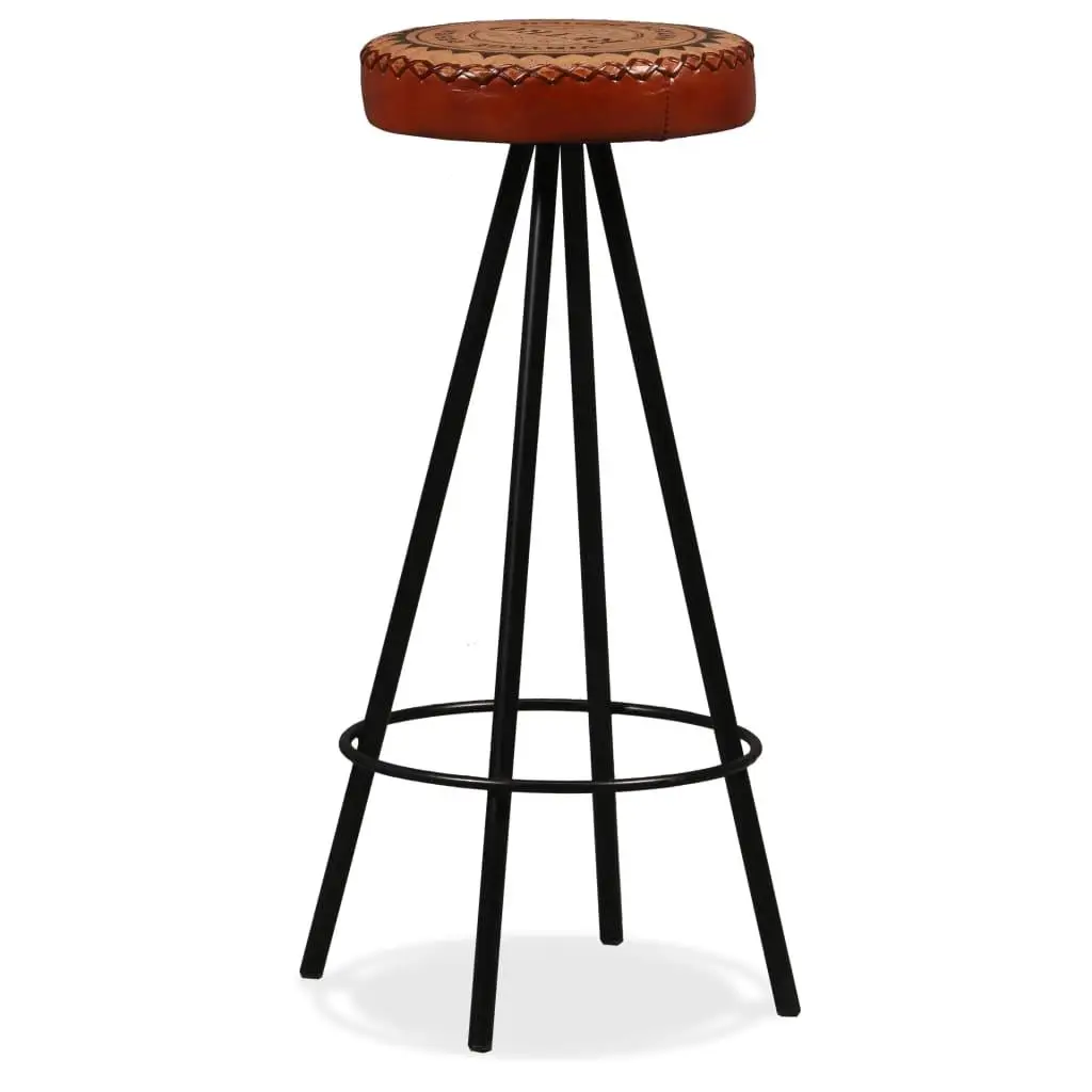 Set of 2 Real Leather Bar Stools - Stylish & Durable Seating for Home & Kitchen