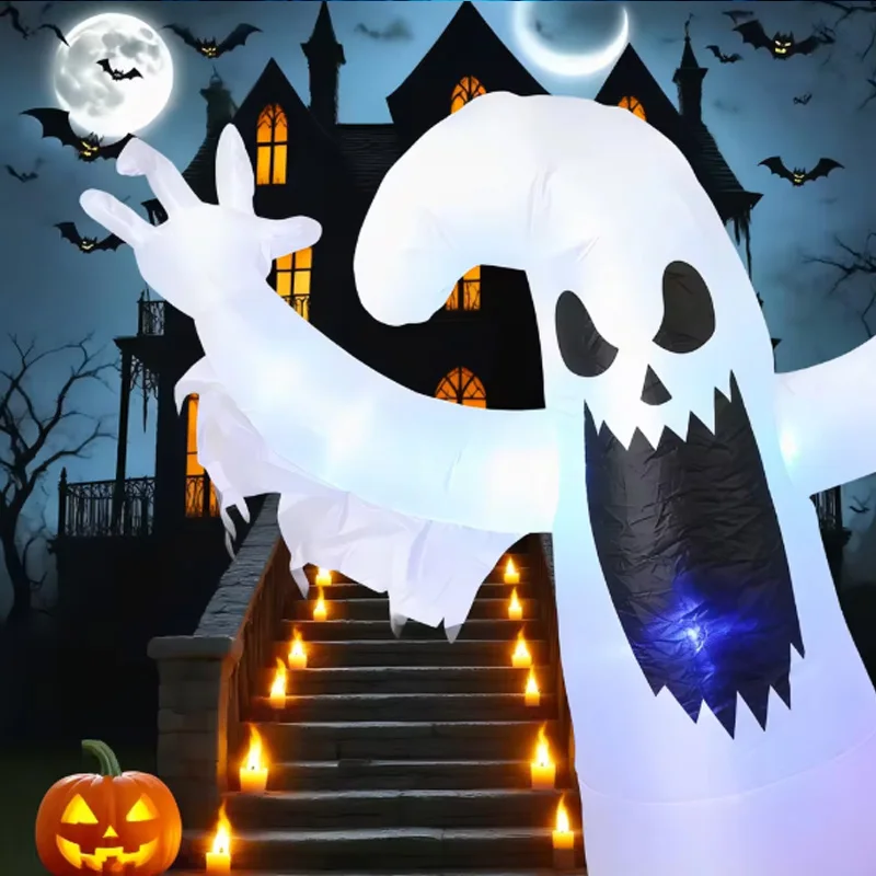 Halloween Inflatable Decorations 2.3M Ghost Pumpkin Tombstone Set LED Light Up Outdoor Yard for Garden  Front Lawn Party Decor