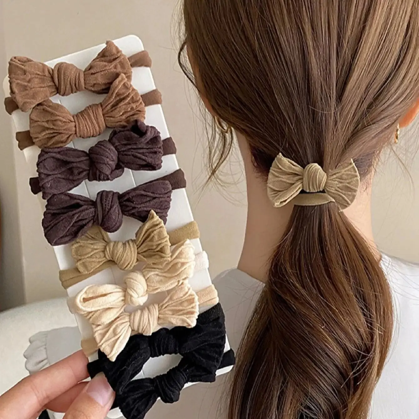 10 Uds. De coleteros para el pelo con lazo, accesorios diarios informales y sencillos, accesorios para la cabeza de mujer, accesorios para el cabello para mujer, lazos para el cabello