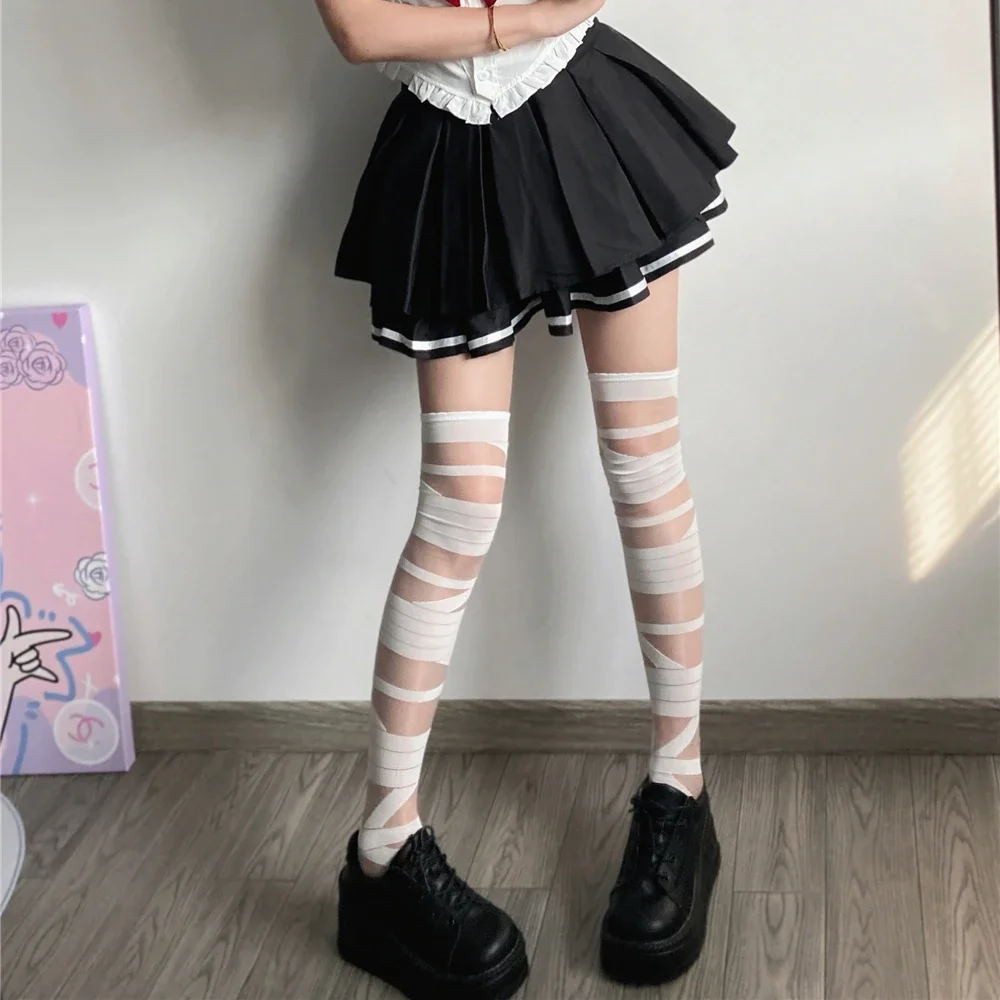 JK Lolita Women Stockings Ultra-thin Transparent Crystal Silk Socks Thigh High Stockings Y2k Girls Thigh High Socks Stockings image 2