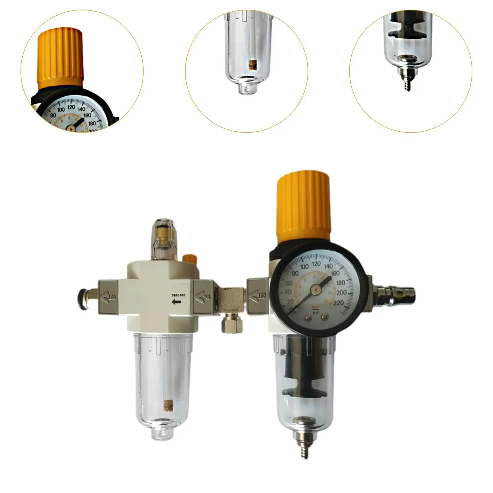 Oil Water Regulator Separator with Pressure Gauge Easy to Use for Car Tyre Changer High Performance Air Pressure Regulator Combo