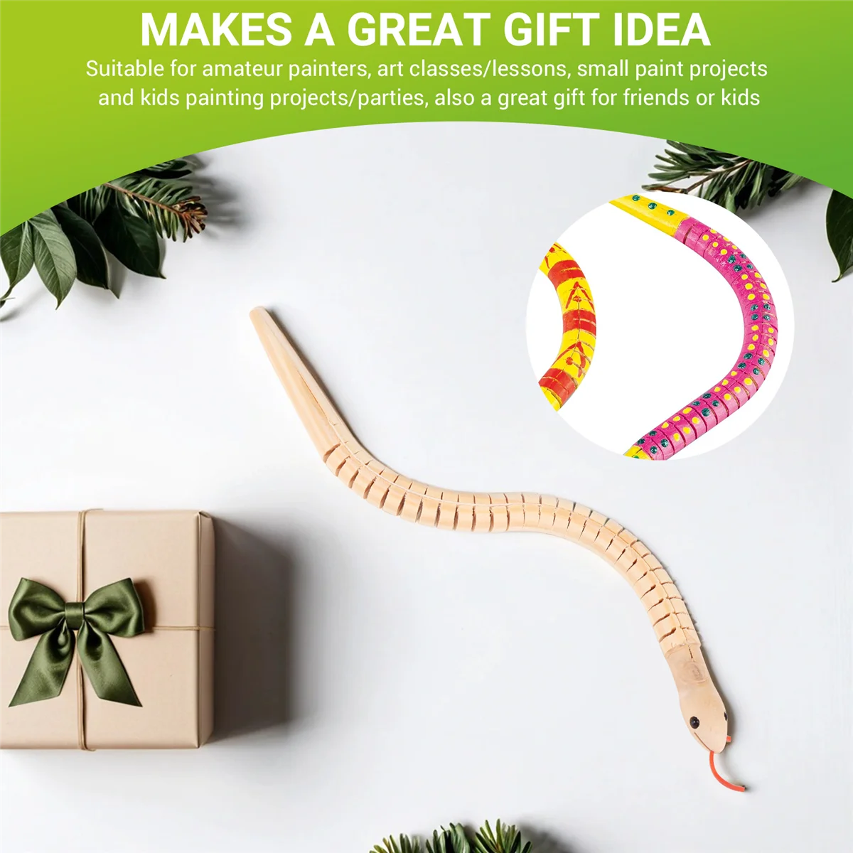 

【Home-Tools!】10Pcs 12 Inch Unfinished Wooden Wiggly Snakes Jointed Flexible Wooden Snake Blank Animal Model Crafts Toys for Arts