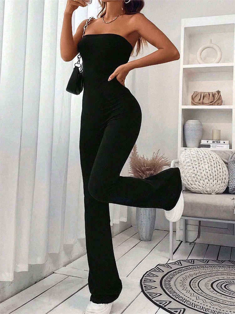 

2024 Summer New Women's Bustier Jumpsuit Slimming Hip Lifting Drawstring Jumpsuit Black Sexy Hottie Jumpsuit