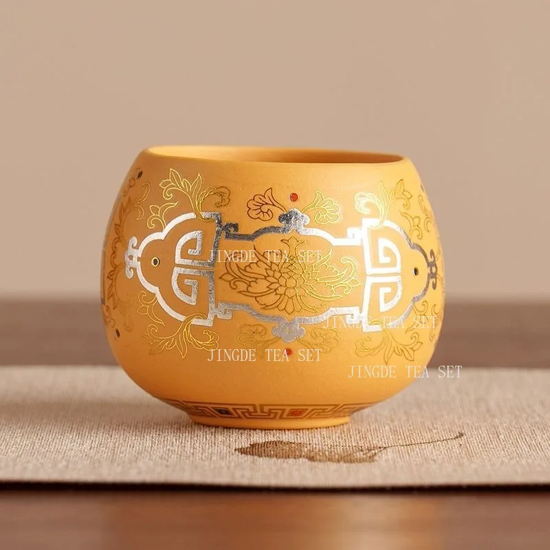 Golden Section Clay Teapot Household Zisha Xishi Teapot Chinese Style Large Capacity Teapot Painting Silver Kung Fu Tea Set