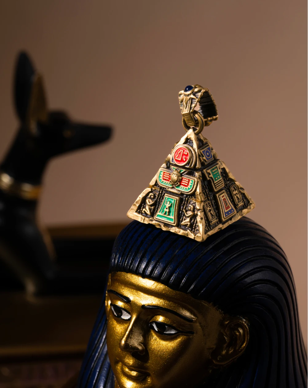 COPPERTIST.WU Oracle Pyramid Pendant for Necklace, Men Women's Rotatable Interactive Divination Egyptian Talisman